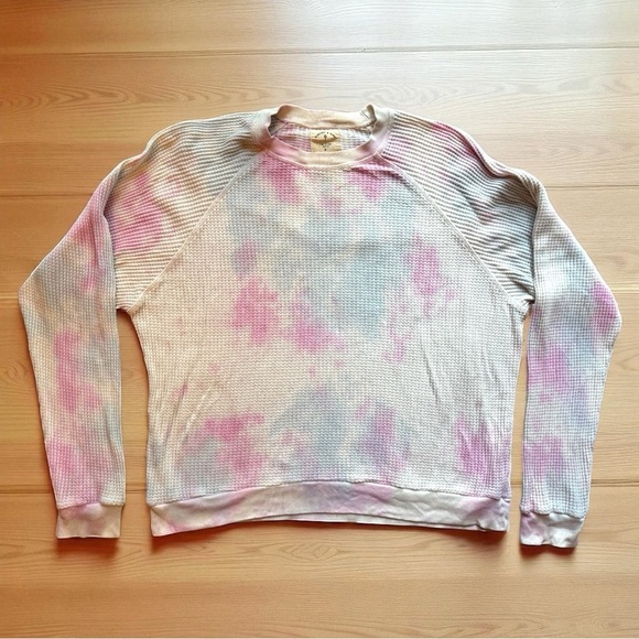 ELECTRIC & ROSE Time To Live Waffle Knit Tie Dye Pullover - M - Picture 5 of 11